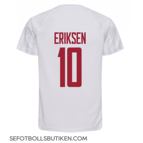 Danmark Christian Eriksen #10 Replika Borta matchkläder VM 2022 Korta ärmar